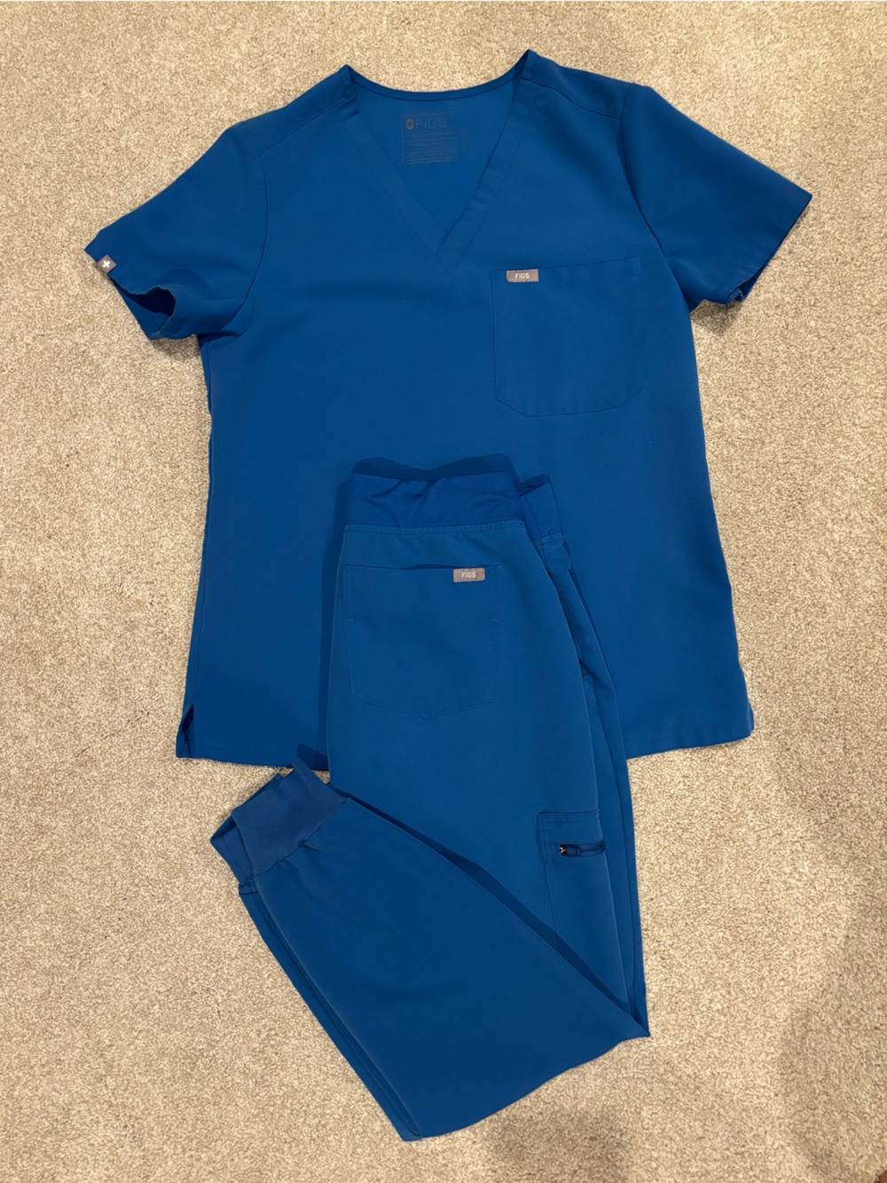 Figs Blue Scrub Top and Joggers Set